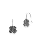 Alex And Ani 4-leaf Clover Sterling Silver Hook Earrings