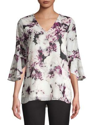 Calvin Klein Floral Flared-sleeve Top
