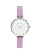 Kate Spade New York Metro Stainless Steel, Crystal & Leather-strap Watch