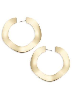 Design Lab Goldtone Curvy Hoop Earrings
