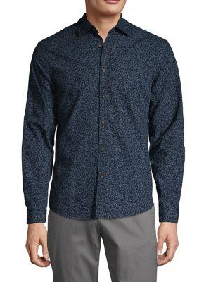 Black Brown Leaf-print Poplin Shirt