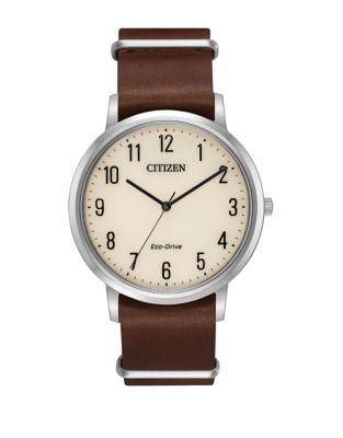 Citizen Eco-drive Stainless Steel Smooth Leather-strap Watch