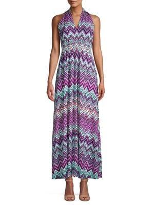 Gabby Skye Halter Zig-zag Maxi Dress