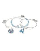 Alex And Ani Set Of Three Crystal Blue Lotus Bracelets