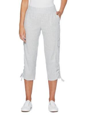 Rafaella Petite Linen & Cotton Cinched Hem Capris