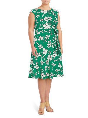 Eliza J Plus Floral-print Fit-and-flare Dress