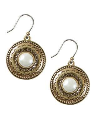 Lucky Brand Milagro Indigo Ranch Coin Faux Pearl Drop Earrings