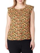 Tahari Arthur S. Levine Printed Flutter-sleeve Blouse