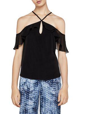 Bcbgeneration Off-the-shoulder Knit Halter Top