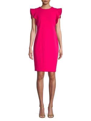 Calvin Klein Ruffle-shoulder Sheath Dress
