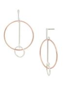 Bcbgeneration Platinum Rose Circular Hoop Drop Earrings
