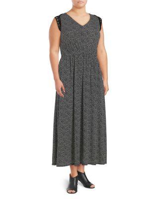 Gabby Skye Plus Dotted Crochet Dress