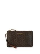 Calvin Klein Monogram Leather Wristlet Pouch