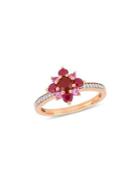 Sonatina 14k Rose Gold, Ruby And Pink Sapphire Cluster Star Ring