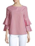 Beach Lunch Lounge Striped Tiered-sleeve Blouse