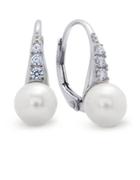 Crislu Sterling Silver Pearl And Crystal Earrings
