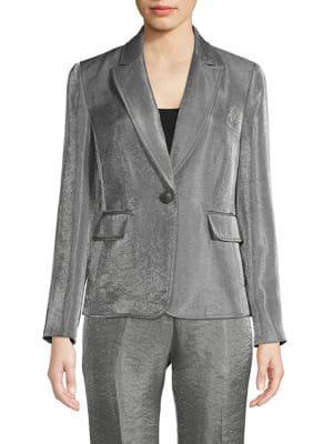Kasper Notched Button-front Jacket