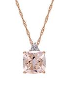 Sonatina 14k Rose Gold, Morganite & 0.03 Tcw Diamond Pendant Necklace