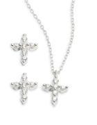Lord & Taylor Cubic Zirconia Cross Earring And Necklace Set
