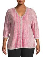 Nic+zoe Plus Jacquard Reversible Cardigan