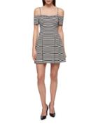 Guess Striped Squareneck Fit-&-flare Dress