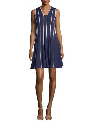 Gabby Skye Piped Fit-&-flare Dress