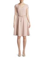 Karl Lagerfeld Paris Chain Belted A-line Dress