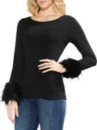 Vince Camuto Estate Jewels Long-sleeve Faux Fur Cuff Top