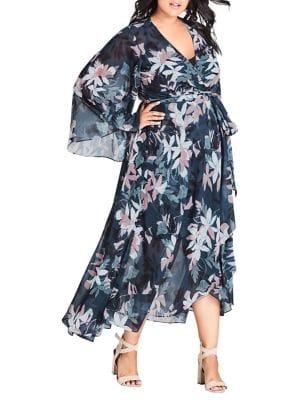 City Chic Plus Luna Floral Maxi Wrap Dress