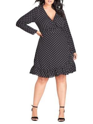 City Chic Plus Polka Dot Wrap Dress