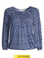 Michael Michael Kors Petite Ikat Tile Print Crepe Top