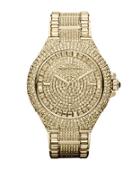 Michael Kors Ladies Camille Goldtone Stainless Steel Watch With Crystals
