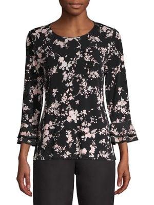 Karl Lagerfeld Paris Three-quarter Floral Sleeve Blouse