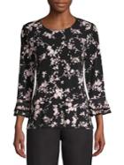 Karl Lagerfeld Paris Three-quarter Floral Sleeve Blouse