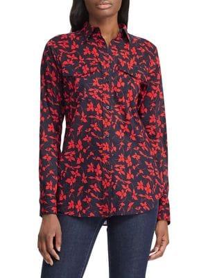 Lauren Ralph Lauren Petite Floral Cotton Voile Shirt