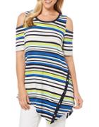 Rafaella Striped Asymmetric Top