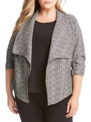 Karen Kane Plus Shirred-sleeve Plaid Jacket