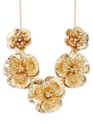 Miriam Haskell Vintage Floral Crystal Frontal Necklace