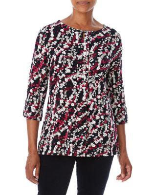 Olsen Floral Keyhole Top