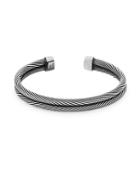 Steve Madden Stainless Steel Two-strand Twisted Cuff Bangle