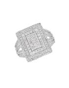 Lord & Taylor Sterling Silver, 1tcw White Diamond Rectangle Ring