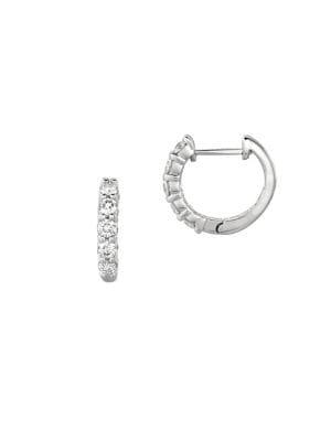 Morris & David 0.75 Tcw Diamond And 14k White Gold Hoop Earrings