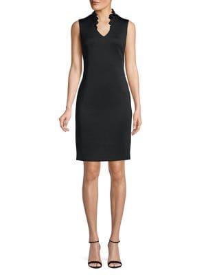 Calvin Klein Ruffle Neck Sheath Dress