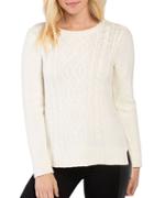 Kensie Punk Yarn Cable-knit Crewneck Sweater