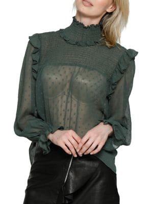 Walter Baker Vall Ruffle-trimmed Sheer Top