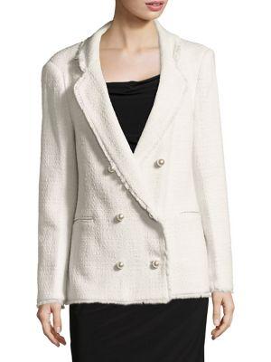 Helene Berman Double-breasted Boucle Blazer Jacket