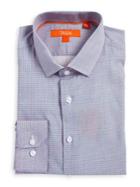 Tallia Orange Micro Flower Cotton Button-down Shirt