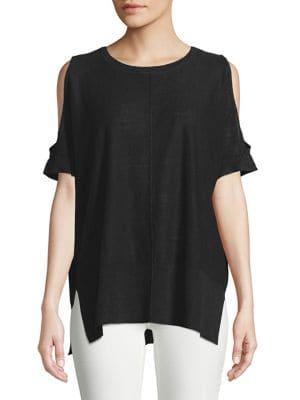 Donna Karan Cold-shoulder Linen Sweater