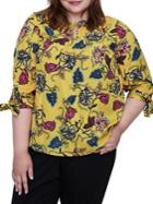 Junarose Plus Quarter-sleeve Self-tie Floral Blouse