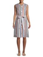 Harlow & Rose Striped Button Front Tie Dress